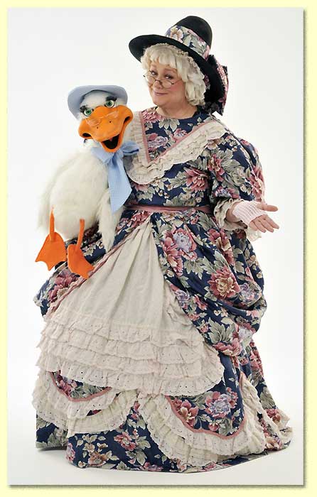 Picture of Mother Goose with one of her most popular puppets - Goosey.