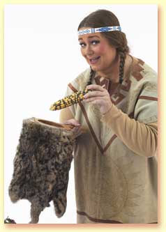 Thumbnail of Singing Bird, a Margaret Clauder school show character, holding Indian corn.t