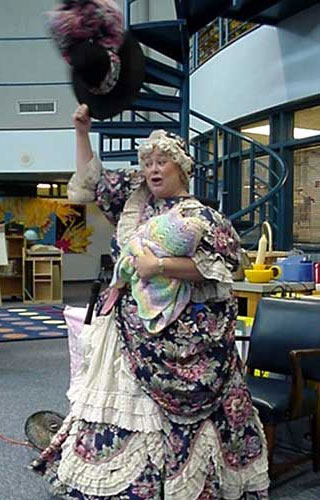 Photograph of Mother Goose dancing.