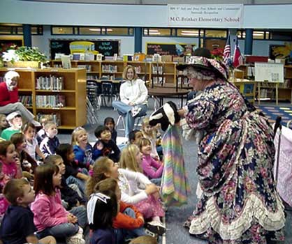 Mother Goose at a library show.